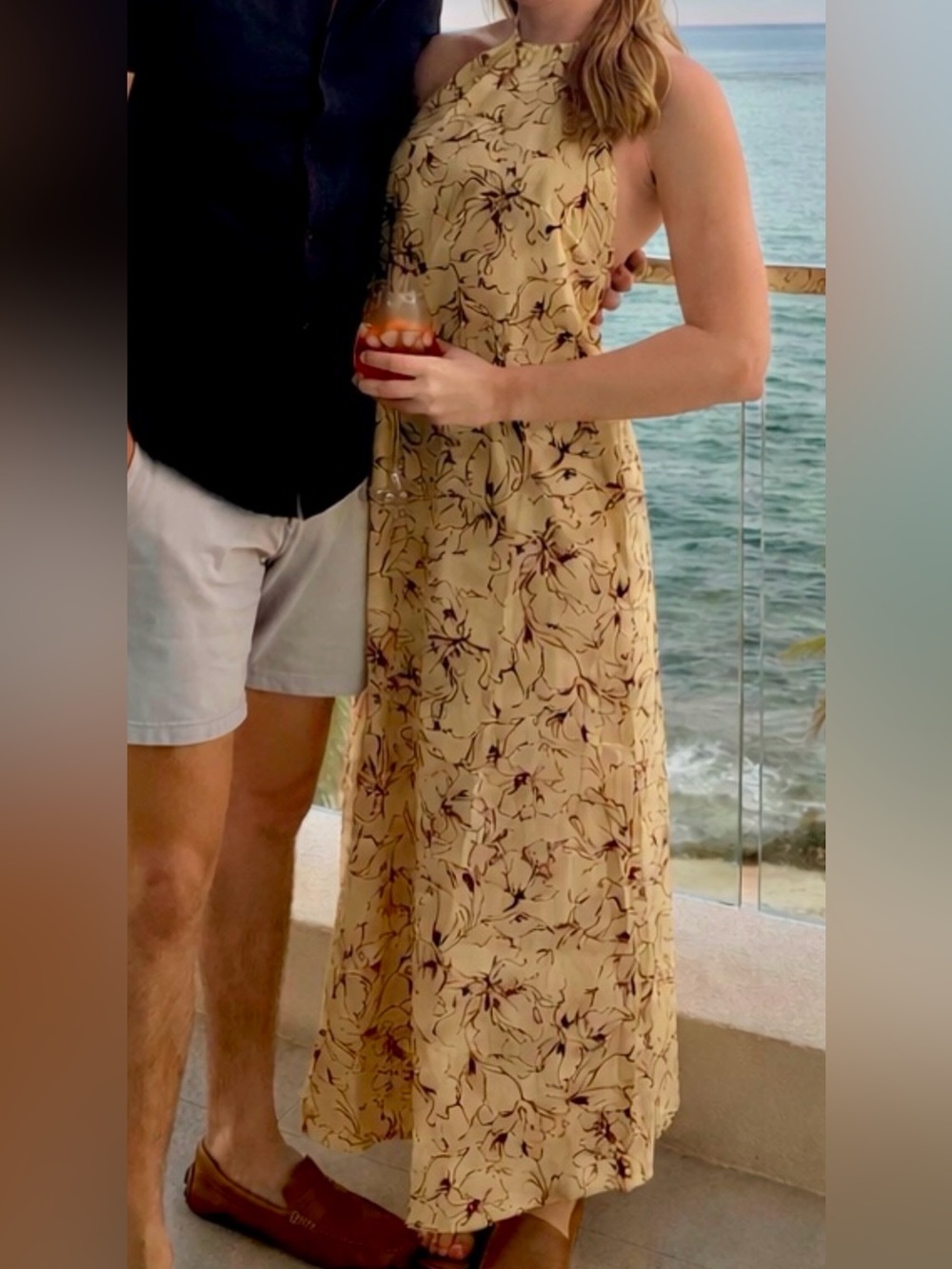 Resa Yellow Floral Halter Maxi Dress